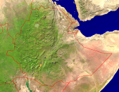 Äthiopien Satellit + Grenzen 1600x1246